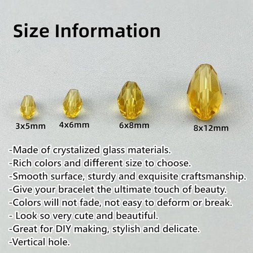 100pcs 8x12mm Teardrop Crystal Glass Beads for Jewelry Making, Faceted Vertical Hole Teardrop Glass Spacer Beads for Wind Chimes Bracelet Earring Necklace DIY Craft(Light Yellow)