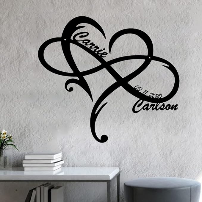 NAZENTI Personalized Metal Sign Infinity Heart Gift For Couple, Wedding Gift, Family Name Sign, Outdoor Name, Anniversary, Home Decor, Front Door