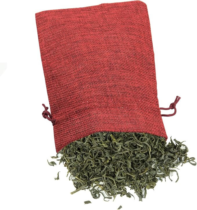 ZOENHOU 50 Packs 5 x 7 Inch Large Burlap Bags with Drawstring, Durable Wine Red Jute Drawstring Bags, Dustproof Burlap Sacks for Favors Party DIY Craft