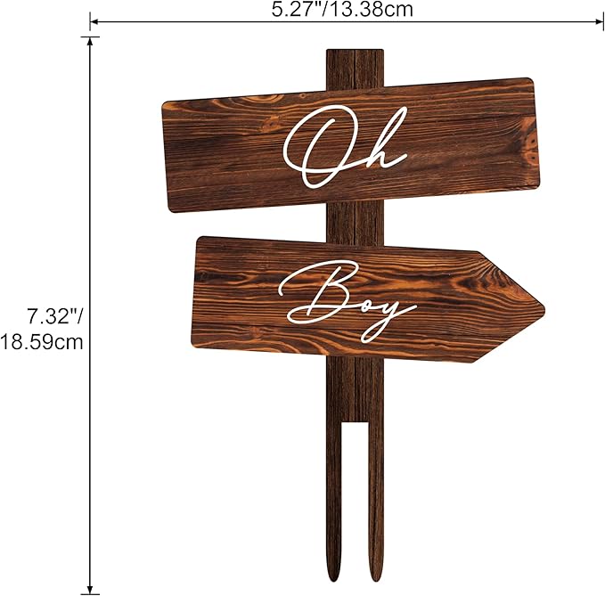 Rustic Oh Boy Cake Topper in Wood Baby Shower Gender Reveal Party Cake Decoration