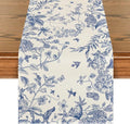 Artoid Mode Monochrome Sketch Birds and Flowers Spring Table Runner, Seasonal Summer Fall Kitchen Dining Table Decoration for Home Party Decor 13x72 Inch