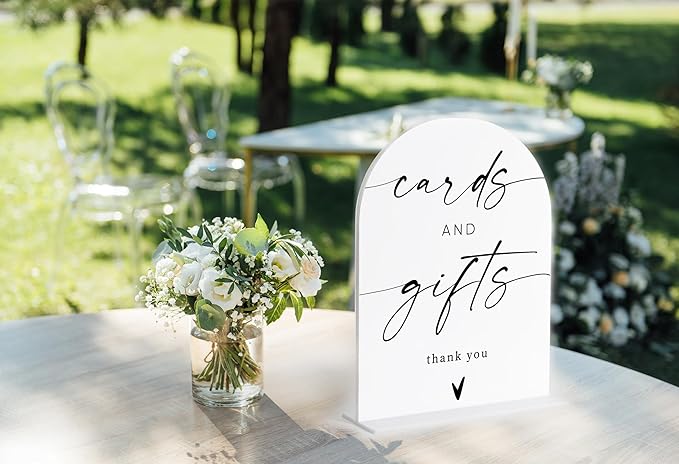 Cards and Gifts Sign, White Arch Acrylic Wedding Sign, Wedding Favors for Guests, Bridal Shower Decor, Engagement Party Decor, Centerpiece Table Decorations Party for Bride and Groom-2