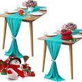 2 Pack 10Ft Turquoise Chiffon Table Runner Sheer 29x120 Inch for Romantic Wedding Decor Bridal & Baby Shower Birthday Rustic Party Decoration
