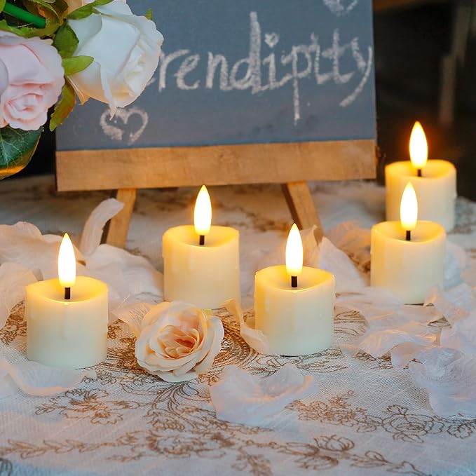 Rechargeable Flameless 1.6" x2.5" Tea Light Candles with Remote & Type-C Charging Cable, Timer LED Flickering Ivory Plastic 9pcs Mini Dripping Wax Votive Tealight Candles