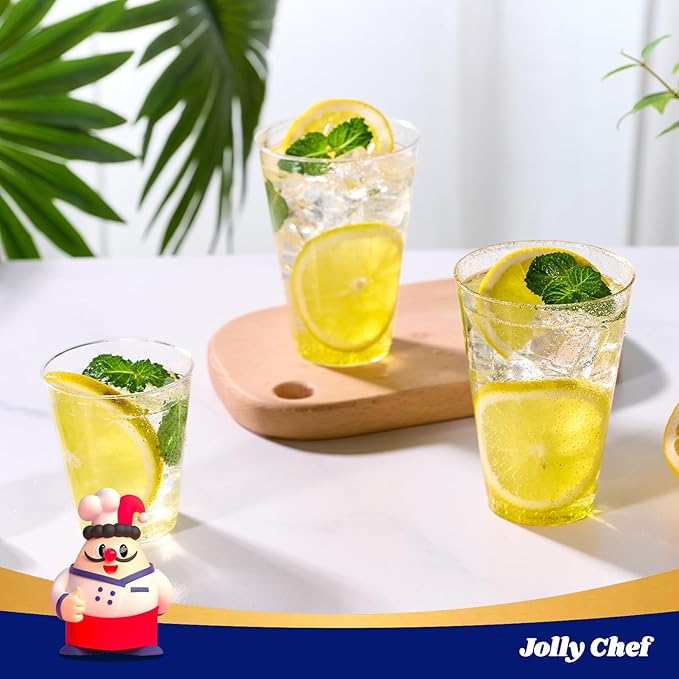 JOLLY CHEF 14 oz 200 Pack Gold Plastic Cups, Gold Glitter Heavy-Duty Disposable Cups Party Cups Tumblers, Ideal for Wedding & Party