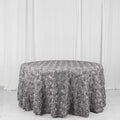 Efavormart 120" Wholesale Round Table Cover Silver Grandiose Rosette 3D Satin Tablecloth for Wedding Party Event Decoration