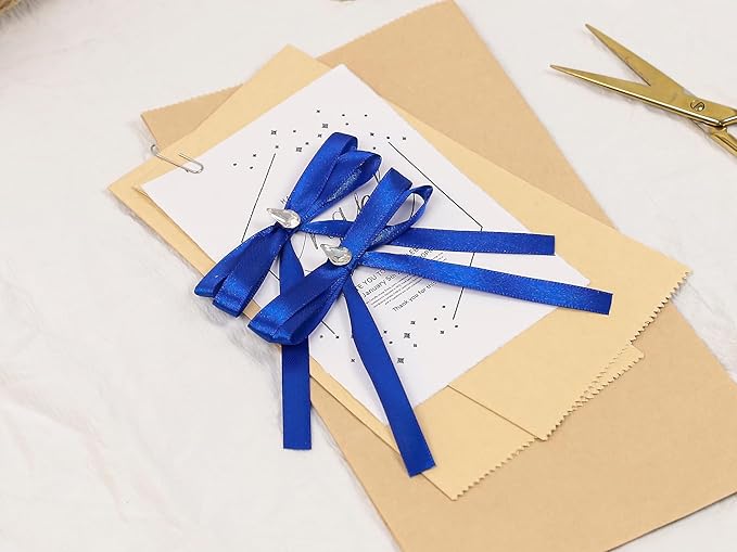 Royal Blue Satin Ribbon 3/8 inch X Continuous 100 Yards, Single Face Polyester Ribbon Perfect for Gift Wrapping, Flower Bouquet, Wedding Decor, Crafts, Bow Making, Sewing and More