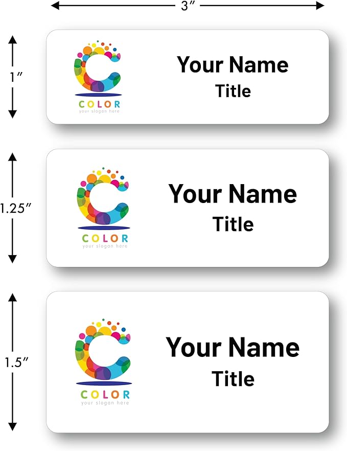 Custom Name Tags - Full Color Logo Name Tags - Scratch Resistant Metal Front & Hard Plastic Back (2 x 3 Inch, White)