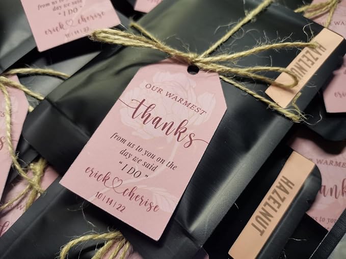 Personalized Gift Tags, Thank You Tags for Wedding Birthday Business Party Favors, Custom Hang Tags with Your Text and String, 2 X 3.75 Inch (Wreath Pattern 7)