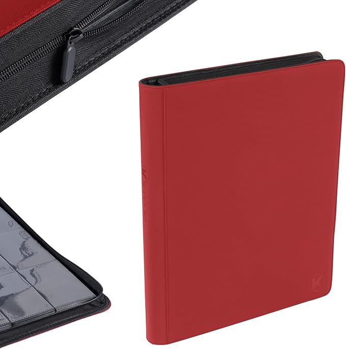 1408+ Pockets Trading Card Binder, 16-Pocket Card Ablum Compatible with MTG,Sports Cards & Other Standard Size Trading Card (Red)