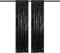 Black Sequin Backdrop Curtains Glitter Drapes 2FTx8FT 2 Panels for Wedding Birthday Party Decorations Bridal Baby Shower Party Supplies Sparkly Photography Background