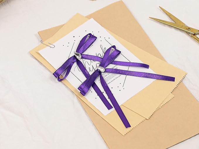 Purple Satin Ribbon 1/4 inch X Continuous 100 Yards, Single Face Polyester Ribbon Perfect for Gift Wrapping, Flower Bouquet, Wedding Decor, Crafts, Bow Making, Sewing and More