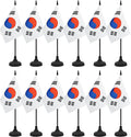 12 Pack Korea Desk Flag Set, Korean Table Office Flag, Small Miniature Desktop Flag With Black Pole and Black Base, Classroom, Offices Meeting Desk Decoration (Korea)