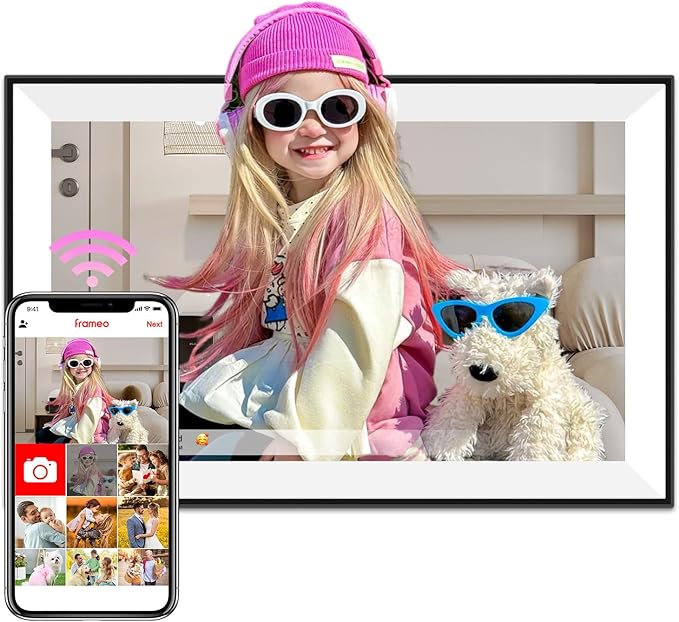 Digital Picture Frame, Frameo 10.1 inch Smart WiFi Digital Photo Frame with HD IPS Touch Screen Slideshow Display 32GB Memory Auto-Rotate, Photo Frame Electronic Best Gifts for Birthday, Wedding, Mom