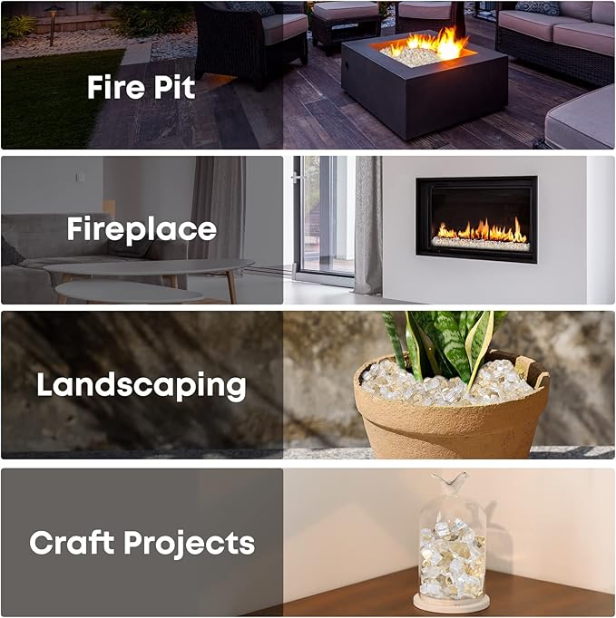 Stanbroil 10-Pound Fire Glass - 1/4 inch Reflective Tempered Fire Glass for Fireplace Fire Pit, Gold Reflective