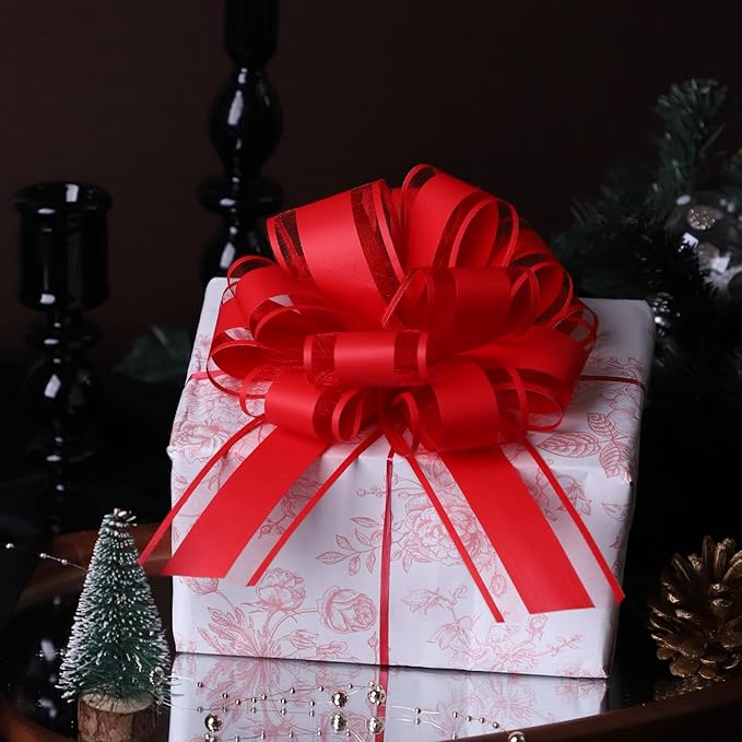 12 Pcs 6inch Pull Bow Gift Wrapping,Pull Bow for Birthday, Christmas, Party, Holiday, Gift Boxes Bow Basket Packaging Bows for Valentine's Day Presents Flower Decorations