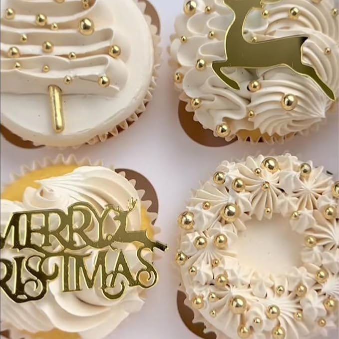 Sentovac 10mm Gold Pearl Sprinkles Large Edible Cake Decorating Sugar Candy Cookie Cake Cupcake Topper Ice Cream Baking Decorations Halloween Christmas Valentines Wedding Supplies