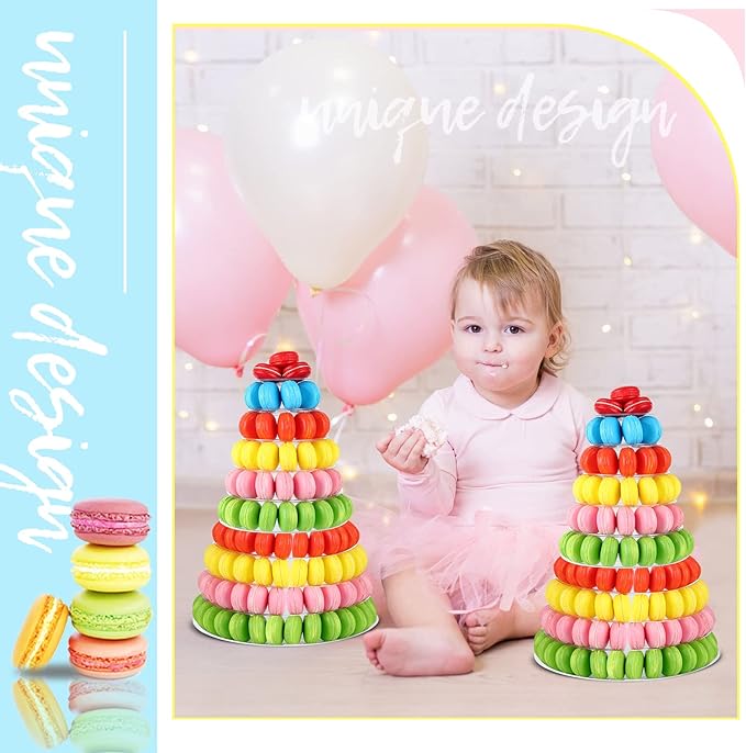 Juexica 10 Tiers Round Macaron Tower Stand Plastic Cake Display Rack Macaron Display Wedding Cupcake Stand Food Serving Stands Clear Dessert Stands for Wedding Baby Shower Birthday Decor