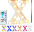 Pooqla Colorful Light Up Letters with Remote, Upgraded 35 Colors LED Marquee Letters, RGB Lighted Letter for Girls Teenager Gift, Birthday, Party, Wedding, Night Light, Room, Bedroom Decor, Letter X