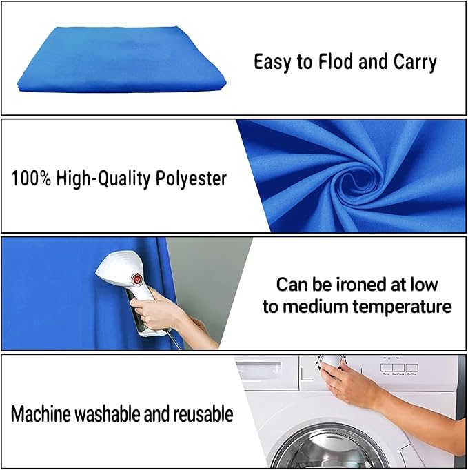 10x10FT Royal Blue Screen Backdrop for Photography, Solid Blue Photo Background for Party Portrait Photoshoots Booth Video Studio