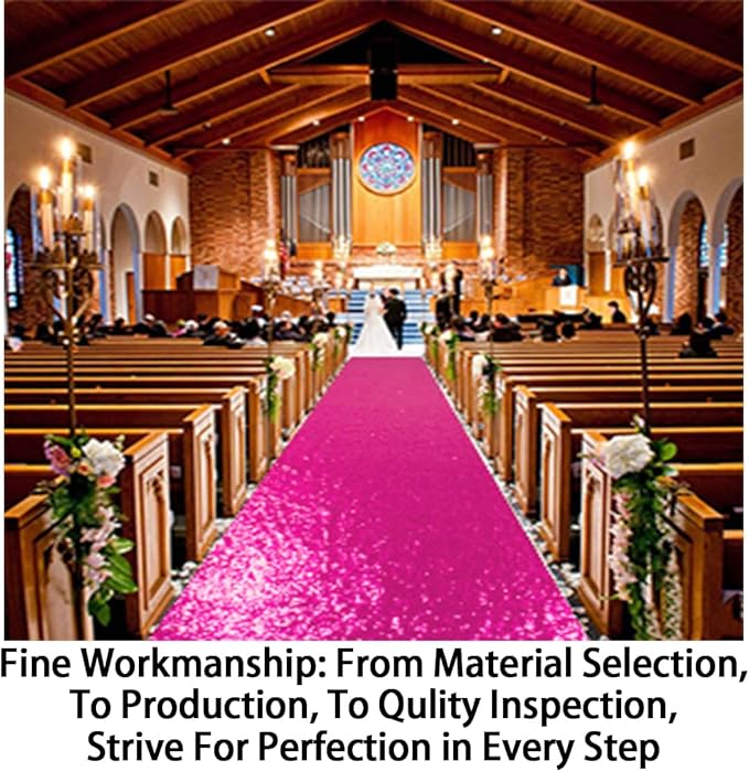 ShinyBeauty 4FTx15FT-Sequin Aisle Runner-Fuchsia Sparkly Carpet Runner for Wedding/Christmas/Thanksgiving Decor