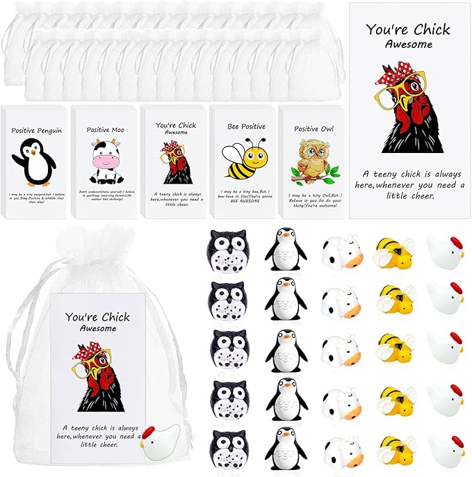 50 Set Employee Appreciation Gifts Bulk for Thank You Staff Back to School Student Teacher Coworker Nurse Pocket Gifts End of Year Student Gift Animal Pun Inspirational Note Cards Office Favors