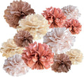 ZOOYOO Rose Gold Tissue Paper Pom Poms Set 12PCS Blush Pink Tissue Paper Flowers Decorations for Wedding, Bachelorette, Birthday Party, Bridal Shower Decorations, Baby Shower Decor