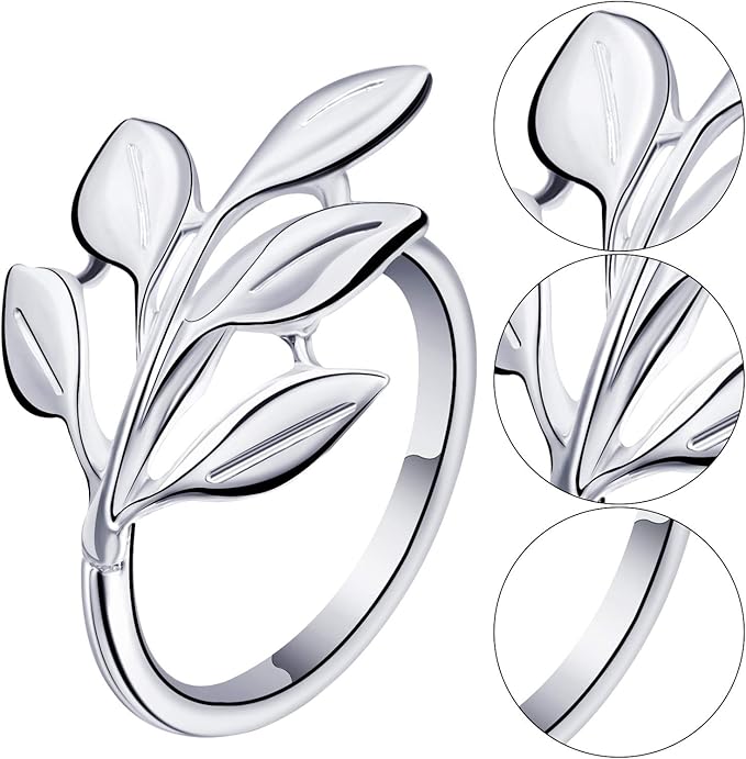 Hotop 12 Pcs Leaf Napkin Rings Set Silver Metal Napkins Rings Holders Bulk Glossy Table Adornment for Vintage Wedding Bridal Thanksgiving Christmas Holidays Fall Dinner Party Decoration Favors