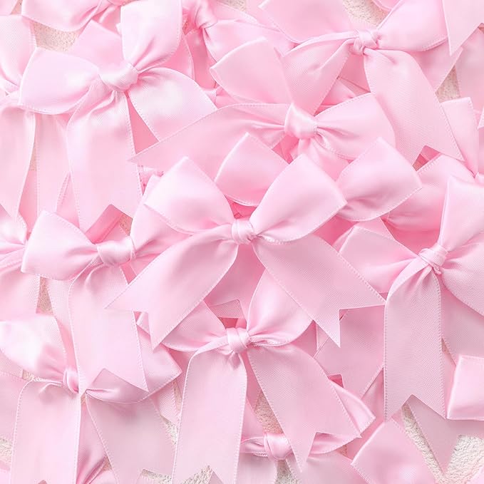 Feluwi Pink Gift Wrap Bows (50 Pcs) - 3.3 Inch Elegant Plastic-Free Bows for Christmas Gifts, Birthday Presents, Wedding Friendly Party Supplies, Baby Shower, Gift Bags Decorative Accessories