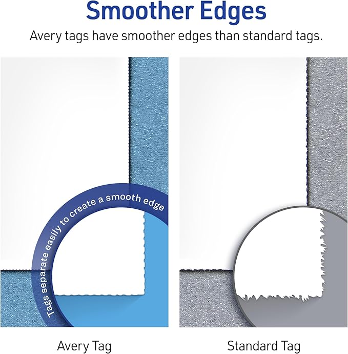 Avery Blank Printable Tags, Sure Feed Technology, 2" x 3.5", White, 96 Customizable Tags, String Included, Great for Branding, Gifts, Merchandising, and More (22802)