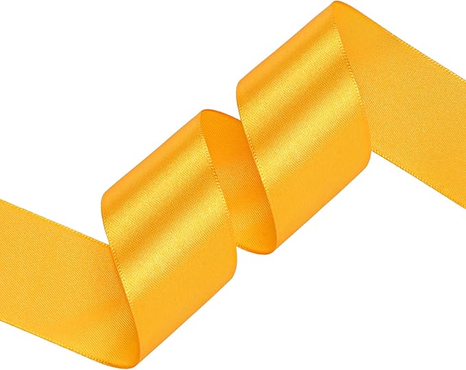 Yellow Satin Ribbon 1-1/2 inch X Continuous 50 Yards, Single Face Polyester Ribbon Perfect for Gift Wrapping, Flower Bouquet, Wedding Decor, Crafts, Bow Making, Sewing and More