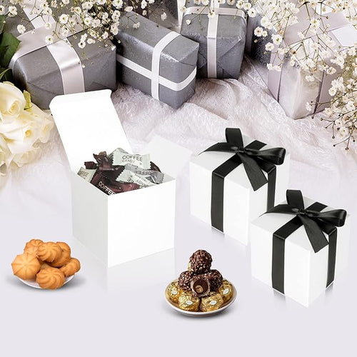 100 Pack Small Gift Boxes, 2x2x2 Inches Favor Boxes White Paper Gift Boxes with Lids for Presents, Crafting, Cupcake Boxes, Gifts, Candy Boxes for Wedding Party Bridal Shower Baby Shower Favors