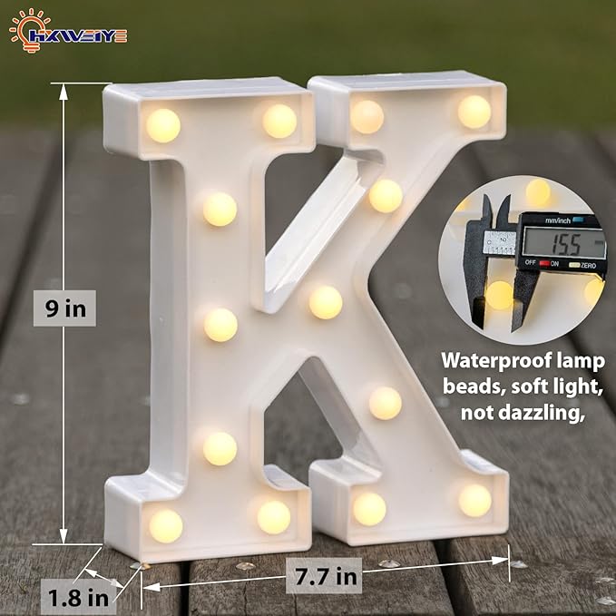 HXWEIYE LED Marquee Lights Sign - 36 Big Lights Letters (Alphabet & Numbers) for Party, Birthday, Bar, Christmas. Warm White, Battery Powered