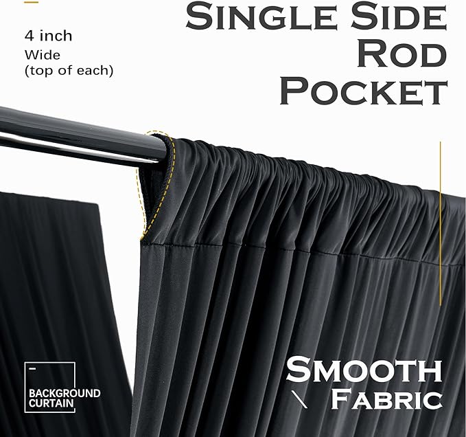 PartyVillage 4 Panels 5ftx30ft Black Ceiling Drapes for Halloween Parties – 30 FT Extra Long Thick Polyester Wrinkle-Free Drapery Tent Decor Decorations for Birthday Party Ceremony Stage Swag