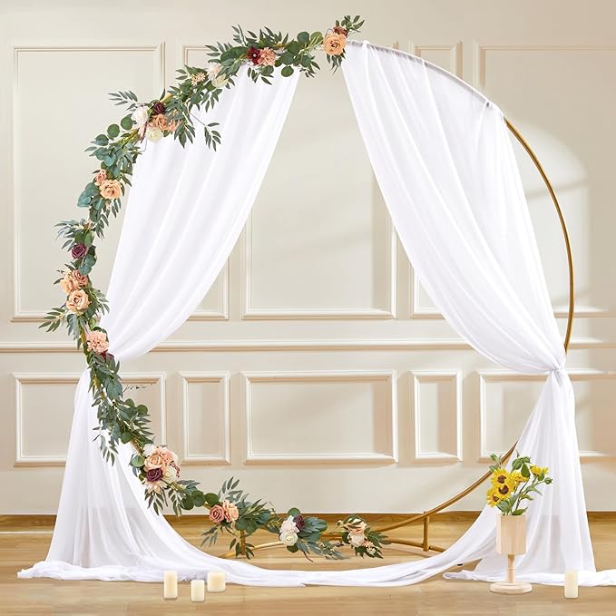Wedding Arch Draping Fabric 2 Panels 30" X 20FT Sheer Arch Drapes Fabric White Backdrop Curtains for Wedding Arbor Ceremony Birthday Party