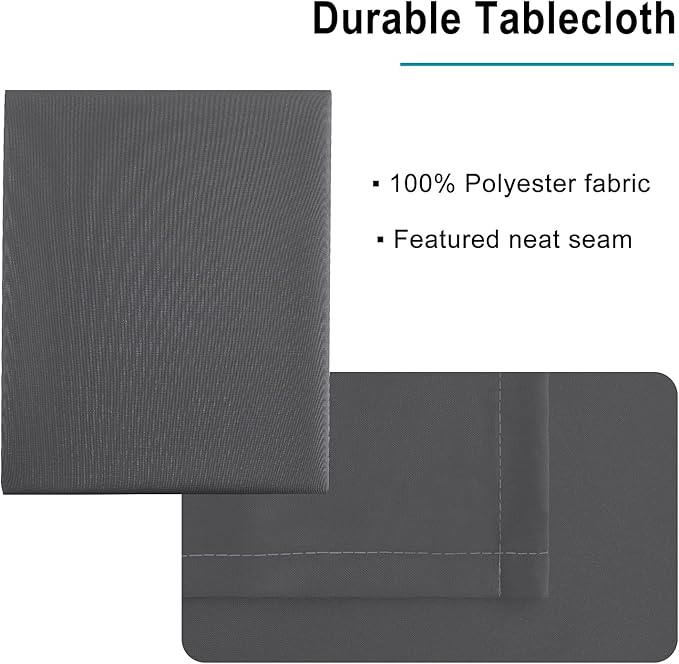 Hiasan Grey Tablecloth for Square Tables - Waterproof and Spillproof Washable Fabric Small Table Cloth for Dining Room Kitchen Party, 40 x 40 Inch