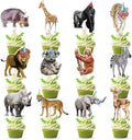 36 PCS Safari Happy Birthday Cupcake Toppers Jungle Theme Party Decorations Baby Shower Cake Decor Cupcake Decorations Cake Decorating Party Supplies Decor for Boys Girls Baby Shower