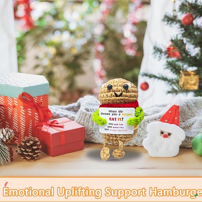 Funny Handmade Hamburger Gift-Unique Cute Presents for Women & Men,Emotional Cheer Support,Birthday Gifts for Her/Him,Friends,Coworkers,Family