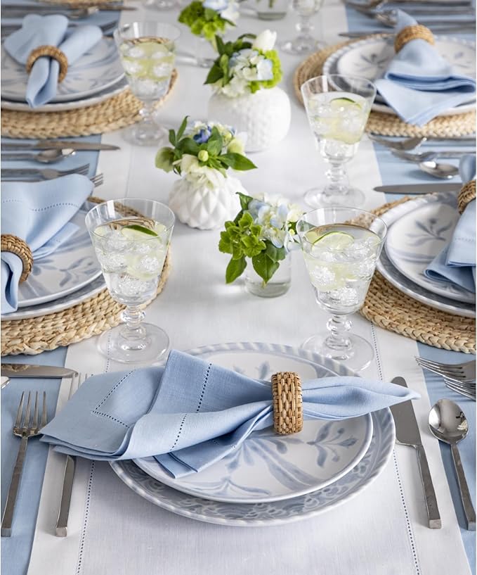 Solino Home Linen White Table Runner 72 Inches Long - 100% Pure Linen Hemstitch Table Runner 14 x 72 Inch for Dresser, Dining, Fall, Autumn, Halloween, Thanksgiving, Holiday - Classic Hemstitch