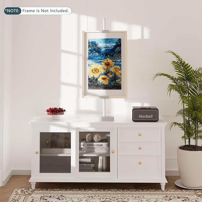 Adjustable Tabletop Picture Frame Stand - Up to 29" Height, Frame Holder Stand Table Easels for Display, Metal Standing Easel Display Stand for Picture Frames, Artwork, Canvas (White)