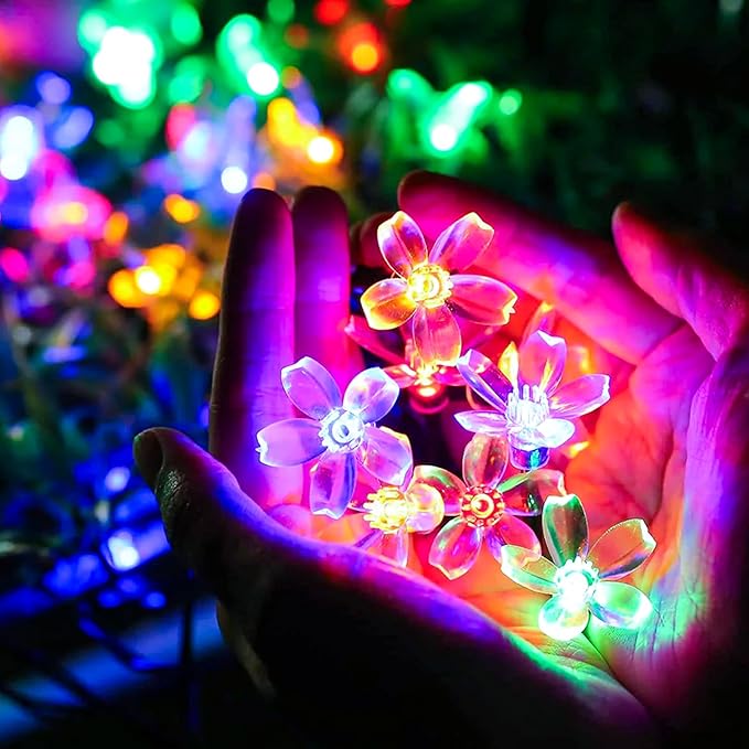 Flower Fairy String Lights, 33ft 100 LED Cherry Blossom Plug in Easter Christmas Tree Hanging Décor Lamp, Garden Bedroom Indoor Decorations for Fence, Wedding Birthday Party (Multicolor)