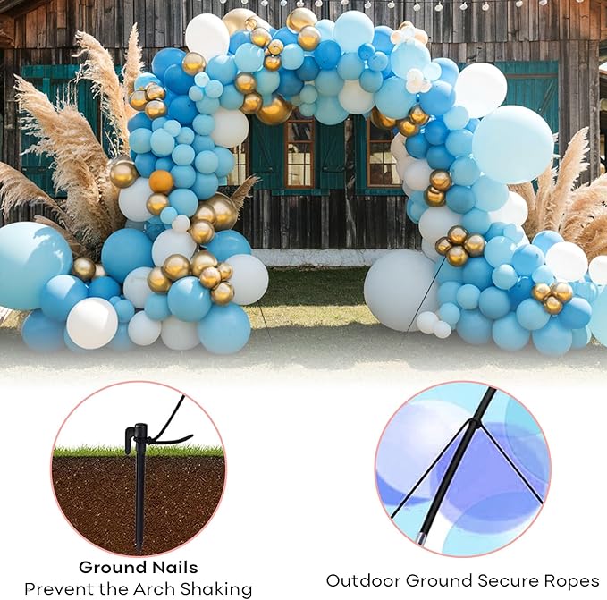 Paready Black Balloon Arch Stand Kit, Adjustable Balloon Arch Stands for Floor Garden Arbors, Balloons Arch Kit with Base Support Backdrop for Birthday Wedding Baby Shower Graduation Arbors Photo