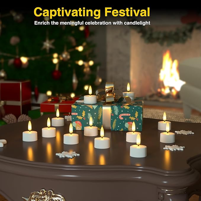 Flameless Tea Lights Candles with Charging Station, LED Tea Lights Candles with Remote Control Timer for Wedding, Christmas, Halloween,Anniversary, Home Decor, 6-Pack