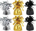 Metallic Balloon Weights, Birthday Party Favors, Novelty and Gag Gifts, 5.5" Inches, 6-Pack (Black/Gold/Silver)