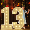 Marquee Numbers 4 Feet Tall Large Light Up Numbers 13th 13 Year Old Thirteen Birthday Decorations Girl Boy Big Yellow Light Outdoor Anniversary Decorations Balloon Arch Kit Party Backdrop 13