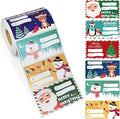 500 PCS Christmas Gift Tags, Self Adhesive Santa Claus Stickers, Festive Holiday Name Labels for Wrapping Paper Presents Decor, 6 Designs