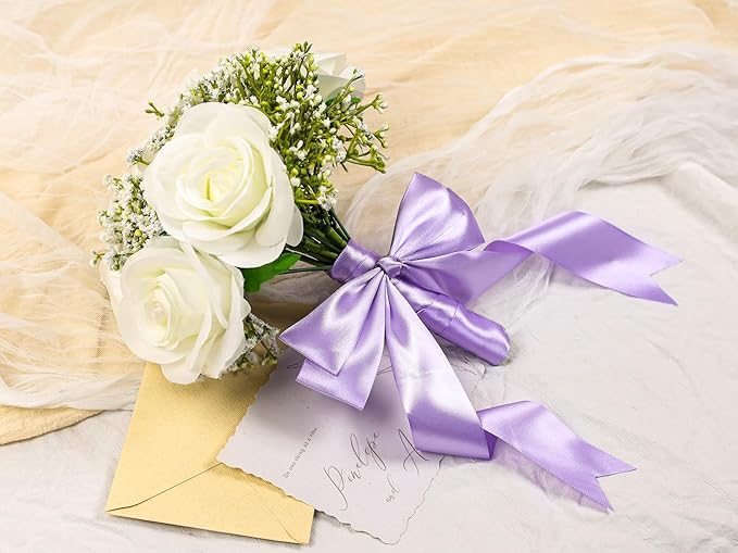 Light Purple Satin Ribbon 1-1/2 inch X Continuous 25 Yards, Single Face Polyester Ribbon Perfect for Gift Wrapping, Flower Bouquet, Wedding Decor, Crafts, Bow Making, Sewing and More