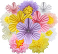 BestoFun 12PCS Paper Flowers Fans Colorful Party Decorations Tissue Paper Flowers Decorations for Girl Groovy Birthday Baby Shower Wedding Bachelorette Room Wall Hanging Décor