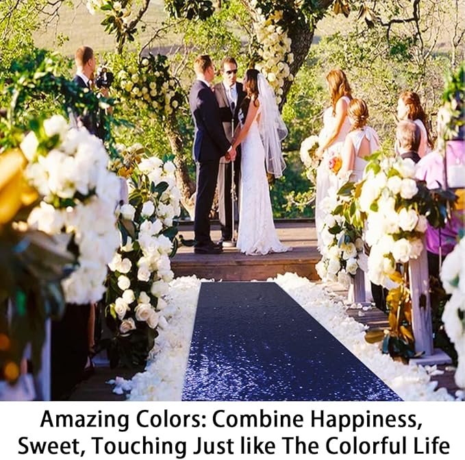 ShinyBeauty Sequin Aisle Runners 2Ft x 15Ft Navy Carpet Runner for Party Glitter Runner for Wedding N116