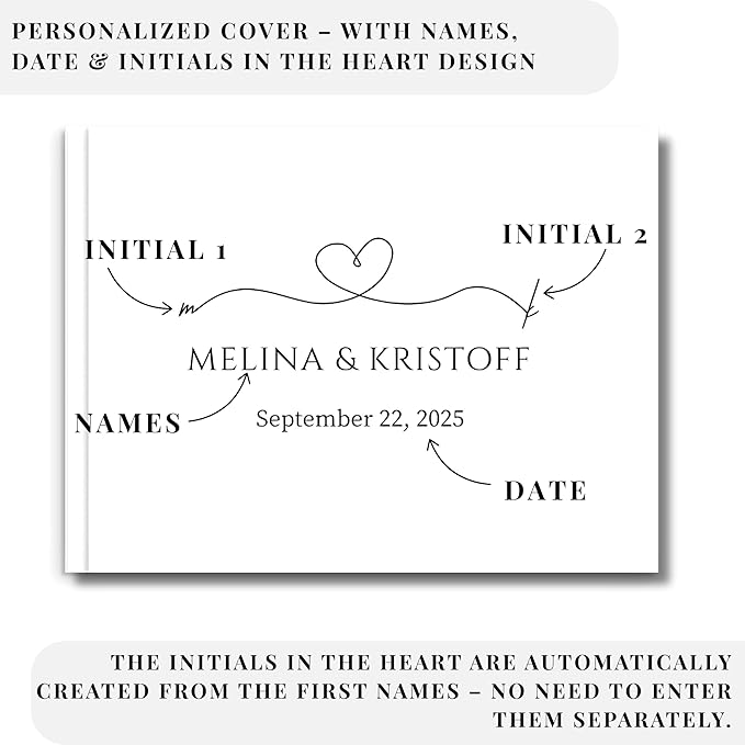 Wedding Guest Book – Personalized Polaroid Guest Book for Wedding Reception, Custom Sign In Photo Book with Blank Pages, Elegant Keepsake for Guests (Elegant White)